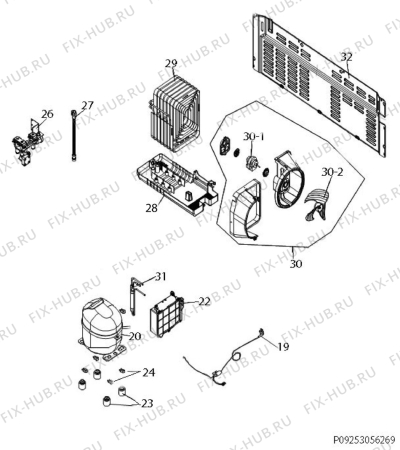 Взрыв-схема холодильника Frigidaire FFHS2202PB - Схема узла Cooling system 017